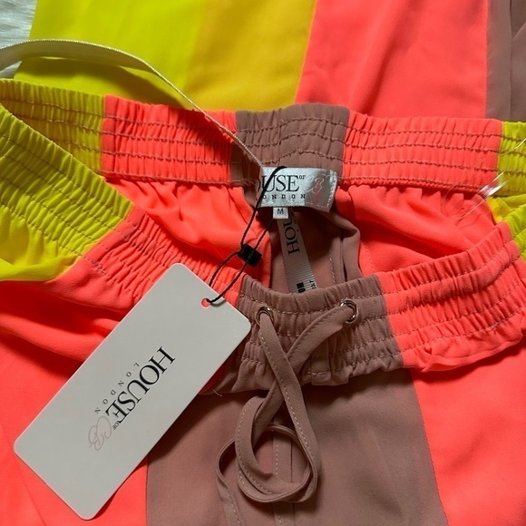 HOUSE OF CB Margot Yellow Color Block Wide Leg Trousers - Picture 3 of 4